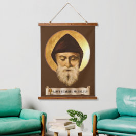 Tapiz de pared tapada de madera de St. Charbel Mak