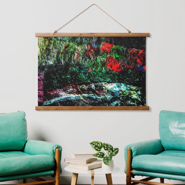 Tapiz de pared tapada de madera texturizada abstra (Sala de estar)