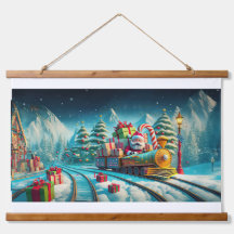Tapiz de pared tostado de madera Santa North Pole