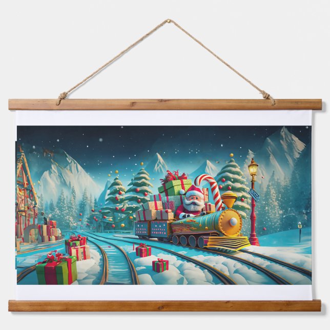 Tapiz de pared tostado de madera Santa North Pole  (Anverso )