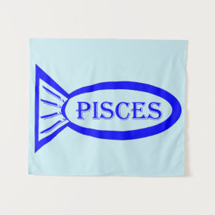 Tapiz de Piscis signo de estrellas peces