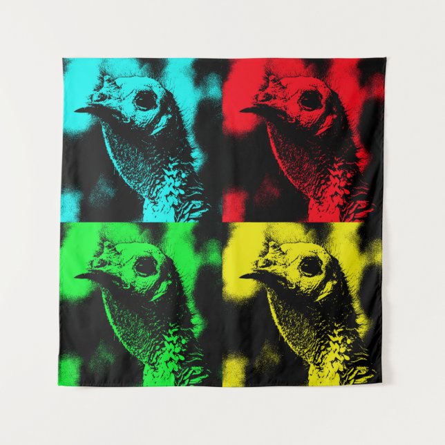 TAPIZ DE POP ART DE PAVO (Anverso)