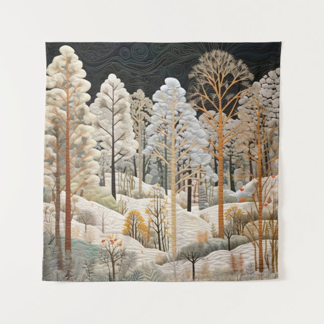 Tapiz De Quilt De Nieve De Invierno (Anverso)
