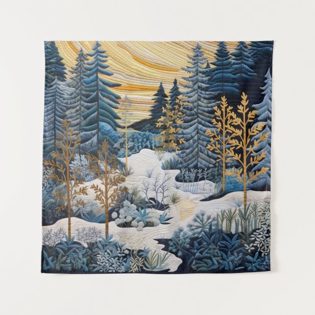 Tapiz De Quilt De Nieve De Invierno (Anverso)