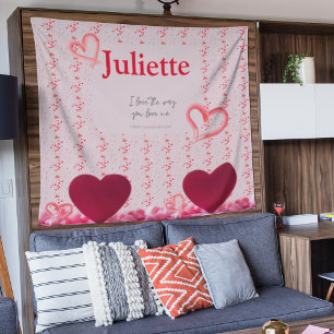 Tapiz de San Valentín rosa y rojo romántico