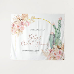 Tapiz de señaligen de ducha nupcial floral de cact