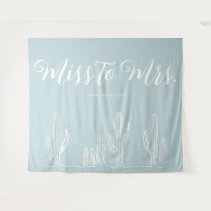 Tapiz De Señorita a Señora Moderno Boho Cactus Azul Desp