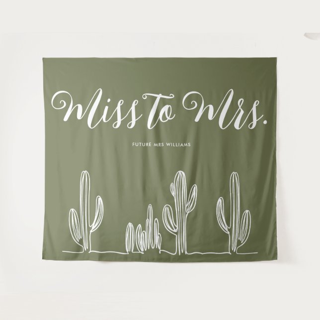 Tapiz De Señorita a Señora Moderno Cactus Verde Oliva De (Anverso (horizontal))