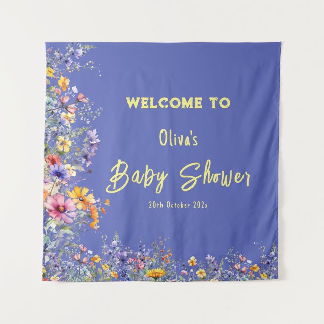 Tapiz de shower de bebé con flores silvestres (Anverso)
