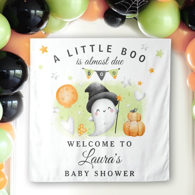 Tapiz de signos de bienvenida de Baby Shower de Ha (Halloween Baby Shower Welcome Sign Tapestry)