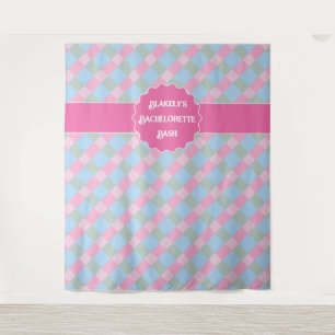 Tapiz de soltera de cuadros escoceses rosa femenin