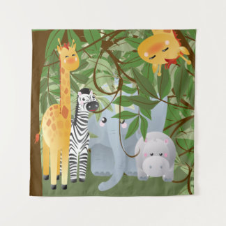 Tapiz De Sq De Animales De La Jungla Cuta