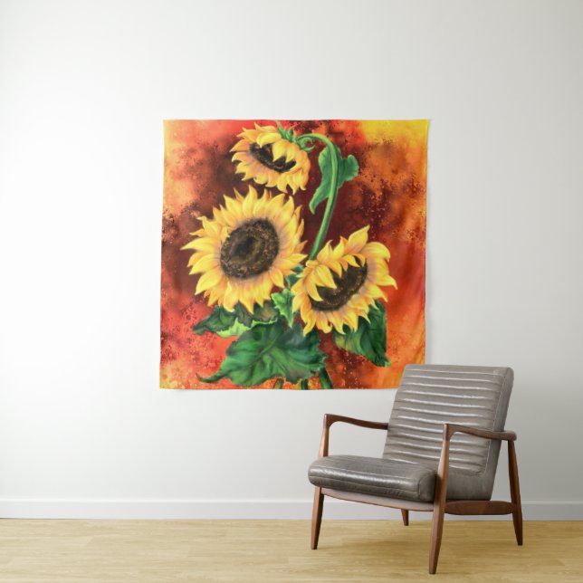 Tapiz de tres girasoles - pintura (In situ)