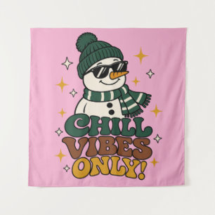 Tapiz de Vibes de Invierno Retro de Muñeco de Niev