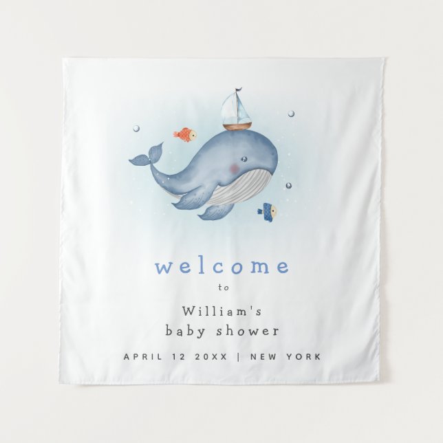 Tapiz Debajo Del Leer Cartel De Bienvenida De Baby Showe (Anverso)