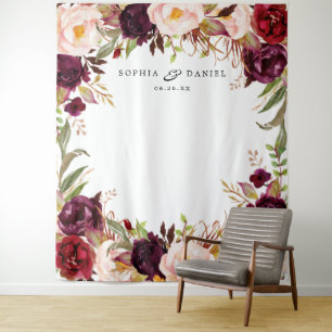 Tapiz Decoración Boda floral de Borgoña Marsala