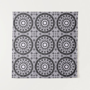 Tapiz Decoración de encaje gris negro ornamental sin mar