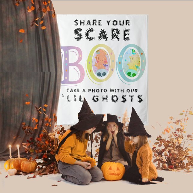 Tapiz Decoración de Halloween Pastel Ghost Photo Booth (Pastel Halloween Decor Ghost Photo Booth Backdrop Funny Kids Party Pastel Halloween Decoration Sign)
