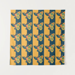 Tapiz Decoración de mariposa colorida con elementos flor