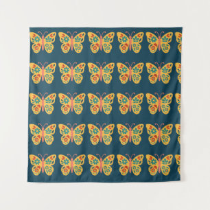 Tapiz Decoración de mariposa colorida con elementos flor