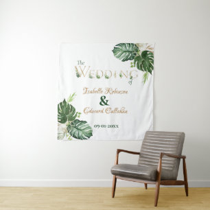 Tapiz Decoración de Recepción Tropical Hojas Verdes de M