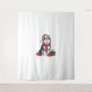 Tapiz Decoración Fiesta Santa Alaskan Husky Dog Chris
