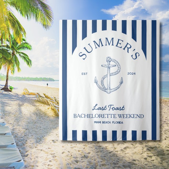 Tapiz Decoración moderna náutica para fin de semana de d (Nautical modern Bachelorette Weekend Decor Tapestry)