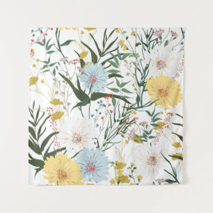 Tapiz Decoración natural y botánica l Verde l Blanco