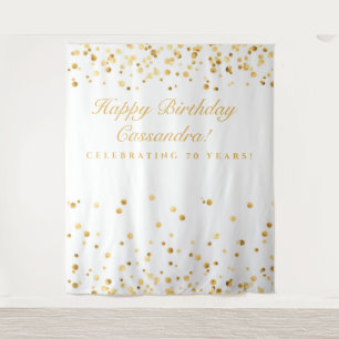Tapiz Decoración para cumpleaños 70, Photobooth blanco y