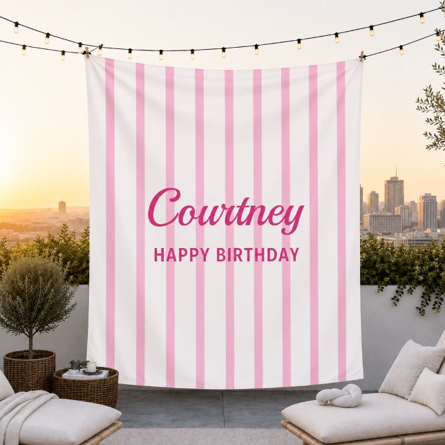 Tapiz Decoración personalizada de rayas para cumpleaños  (Subido por el creador)