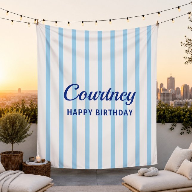 Tapiz Decoración personalizada de rayas para cumpleaños  (Subido por el creador)
