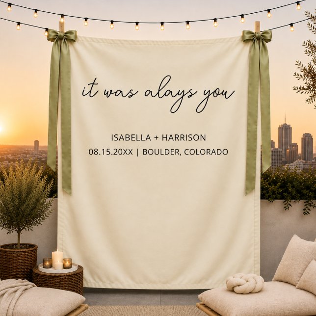 Tapiz Decoración personalizada de recepción de boda 'Sie (Subido por el creador)