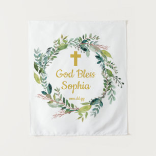 Tapiz Decoraciones de fondo del bautismo Chica niño Dios