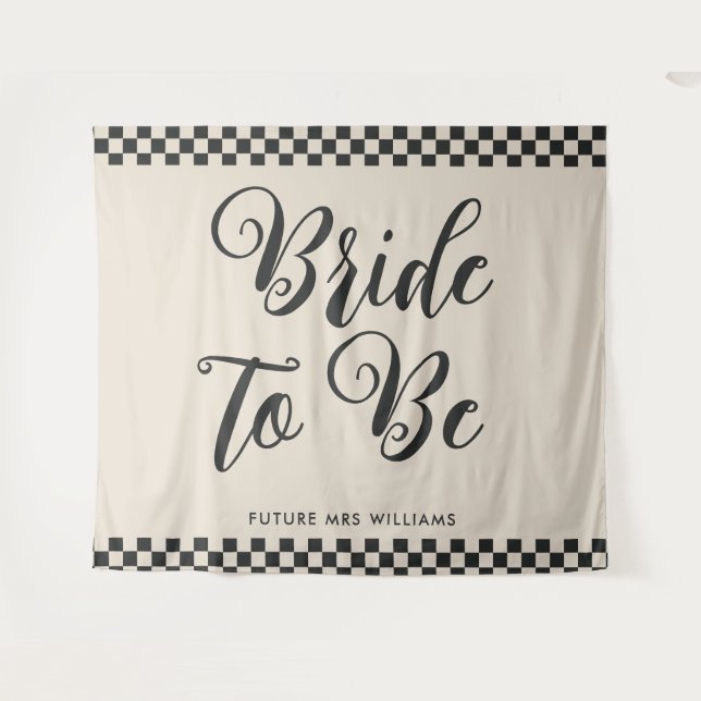 Tapiz Decorado para despedida de soltera Retro Mod novia (Anverso (horizontal))