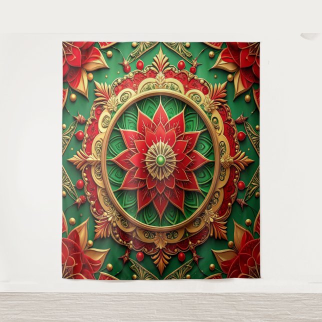 Tapiz Decorative Red Green Holiday Backdrop (Anverso)