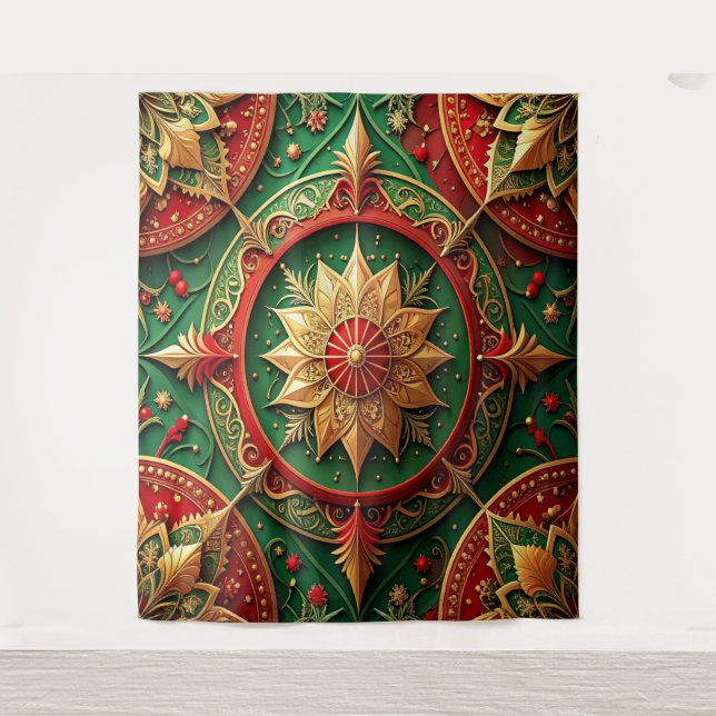 Tapiz Decorative Red Green Holiday Backdrop (Anverso)