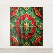 Decorative Red Green Holiday Backdrop
