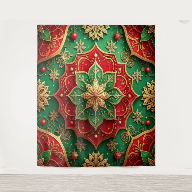 Tapiz Decorative Red Green Holiday Backdrop (Anverso)