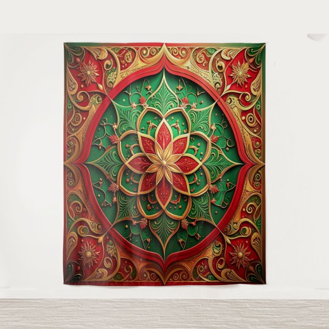 Tapiz Decorative Red Green Holiday Backdrop (Anverso)