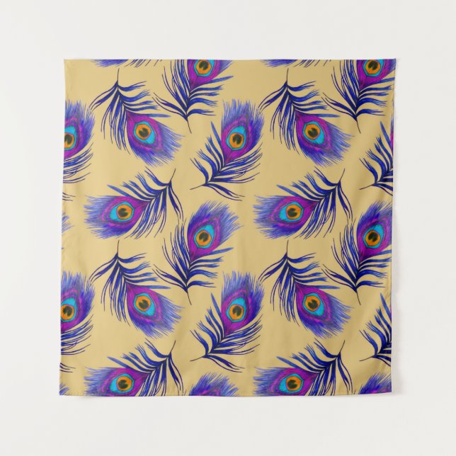 Tapiz Decorative seamless pattern with beautiful peacock (Anverso)