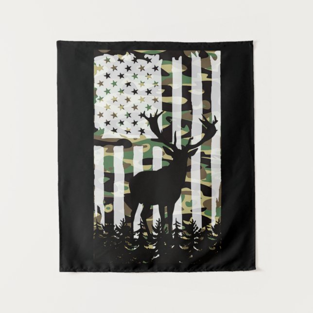 Tapiz Deer Elk Buck Caza Camo Camoflauge Bandera de los  (Anverso)