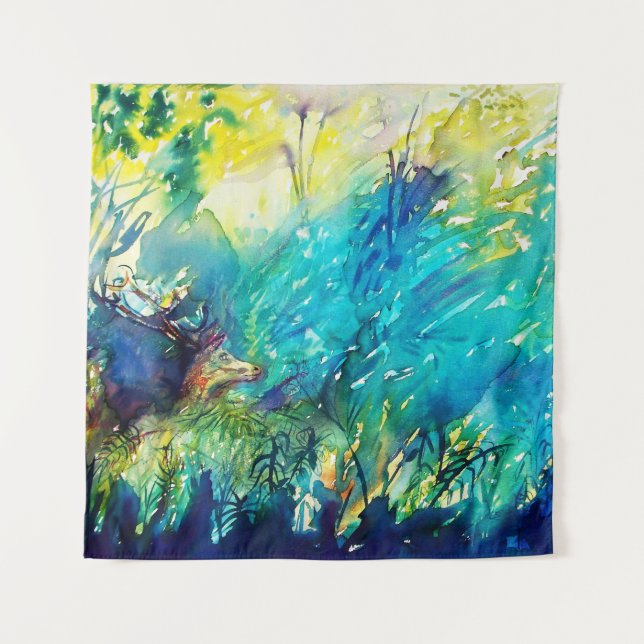 TAPIZ DEER IN GREEN WOODLAND (Anverso (horizontal))