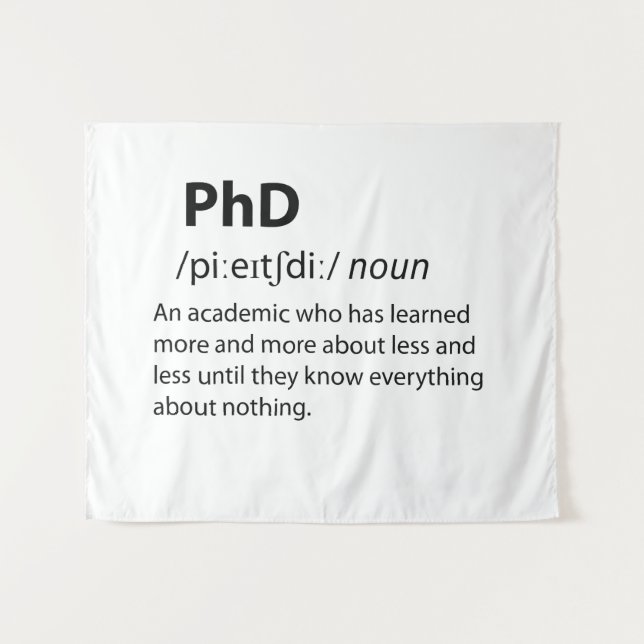 Tapiz Definición de diccionario divertida de PhD (Anverso (horizontal))