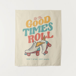 TAPIZ DEJAR QUE LOS BUENOS TIEMPOS ROLLEN EL SKATE RETRO