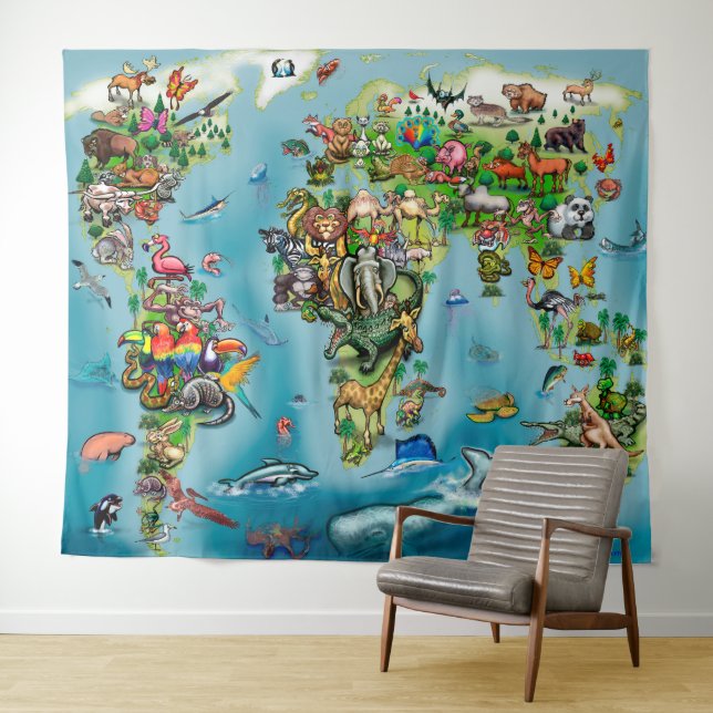 Tapiz del Mapa Mundial de Animales (In situ (horizontal))