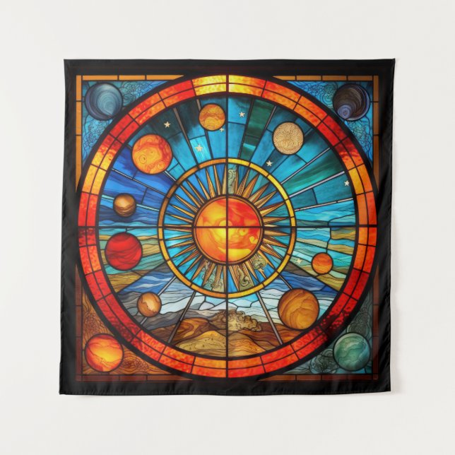 Tapiz del sistema solar de vidrio manchado (Anverso)