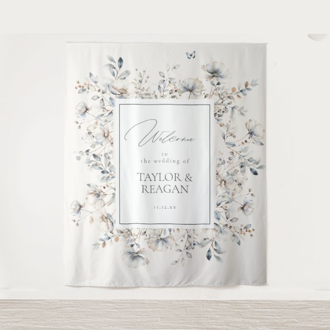 Tapiz Delicada acuarela de flores silvestres retrodro ID (Anverso)