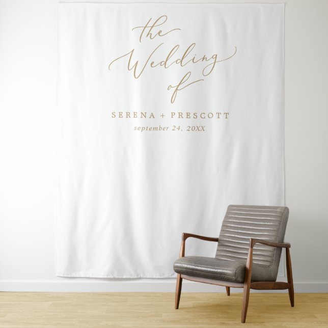 Tapiz Delicada fotografía Boda de caligrafía de oro (In situ)