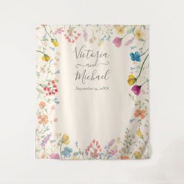 Tapiz Delicado jardín florido de flores silvestres Boda