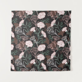 Tapiz Delicados claveles rosados con flores de hojas ver